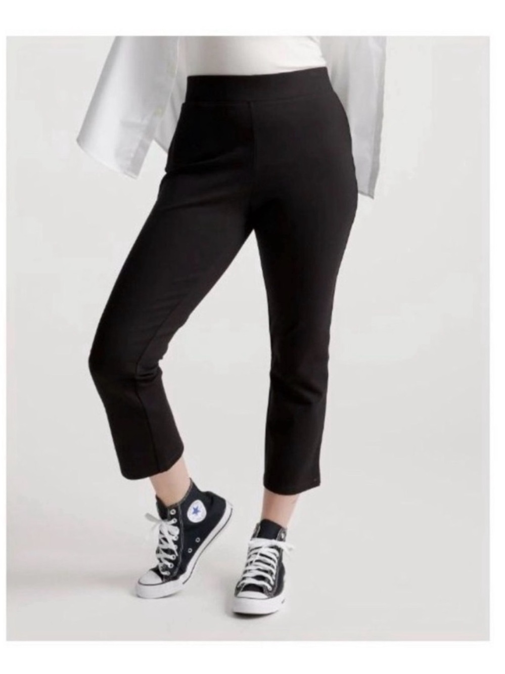 Quince Black Cropped Ponte Ankle Pants XL